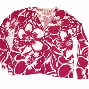 St. John’s Bay pink, white cardigan floral XL
